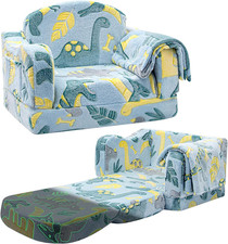 Comfy Toddler Chair and Couch for Kids with Blanket,2-In-1 Soft Plush Fold Out T