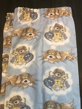 vintage Snatch the dog & friends track curtains childrens cartoon print blue
