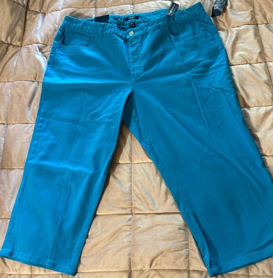 CHAPS Women's Plus Size Capri Pants 20W Turquoise NWT $65 Retail