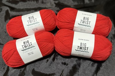 Big Twist Sturdy Cotton Yarn Bright Red Lot Of 4