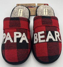 Dearfoams Papa Bear Memory Foam men  s Slippers Plaid Size Med 9-10 . NEW