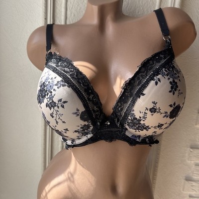 Secret Possessions Push-Up BH Gr. 75D Schwarz Beige Floral Blumen Spitze Primark