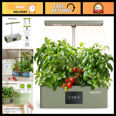 Indoor Hydroponics Growing System Kit - 24W Dimmable Grow Light, 12 Pods, Timer,