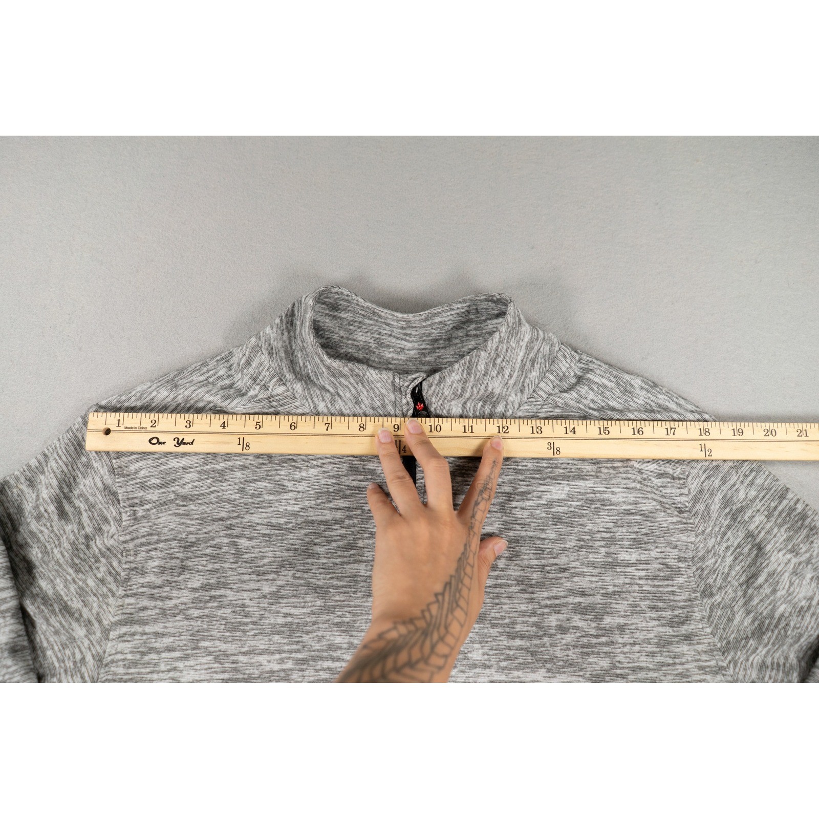 Canada Weathergear Mens Quarter Zip Pullover Space Dye Grey Black Large Sporty image 4