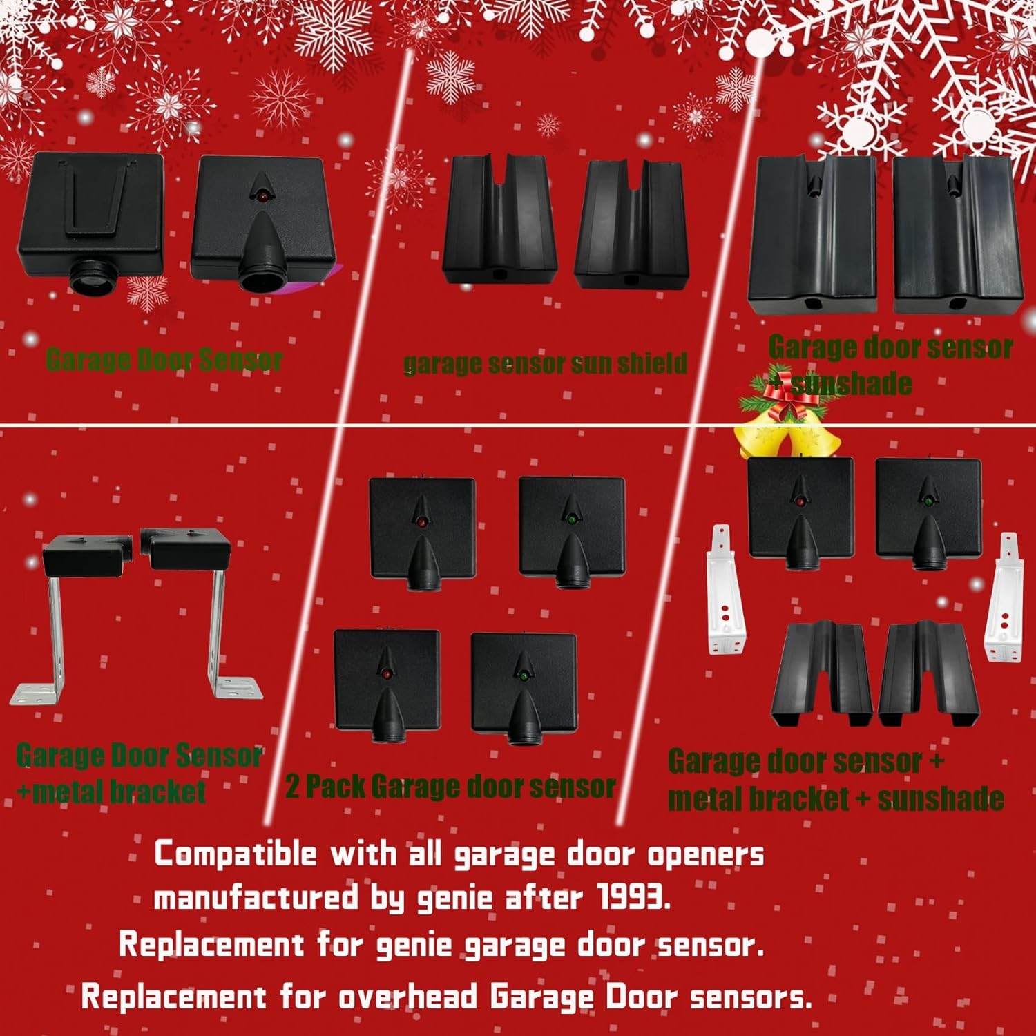 Garage Door Sensors, Replacement for Genie/Overhead Garage Door sensors, GSTB-R 