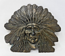 Native American Indian Chief Biker Hippie Western 1970s Vintage 4" Belt Buckle
