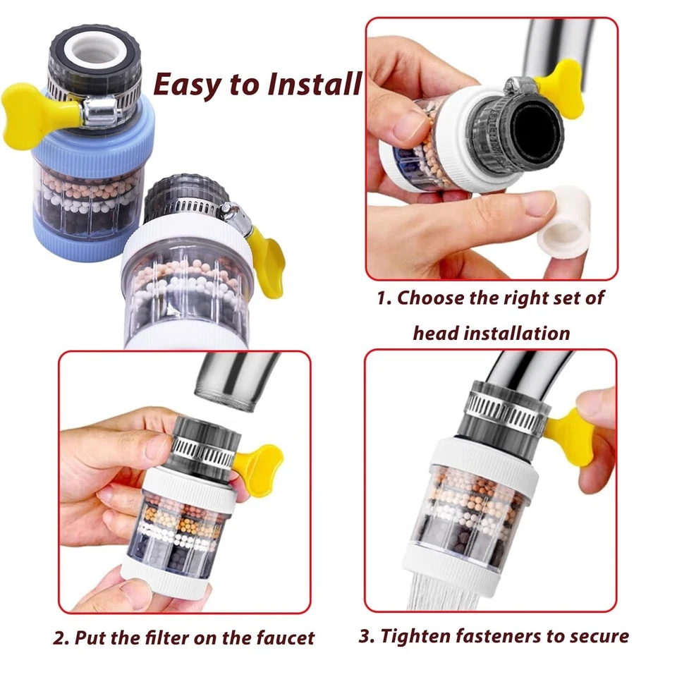 3 Pack Faucet Mount Filters,Faucet Water Filter for Kitchen,Activated Carbon Fau - Image 3 of 4