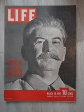 March 29, 1943 Life Magazine Joseph Stalin Cover Special Issue USSR WWII