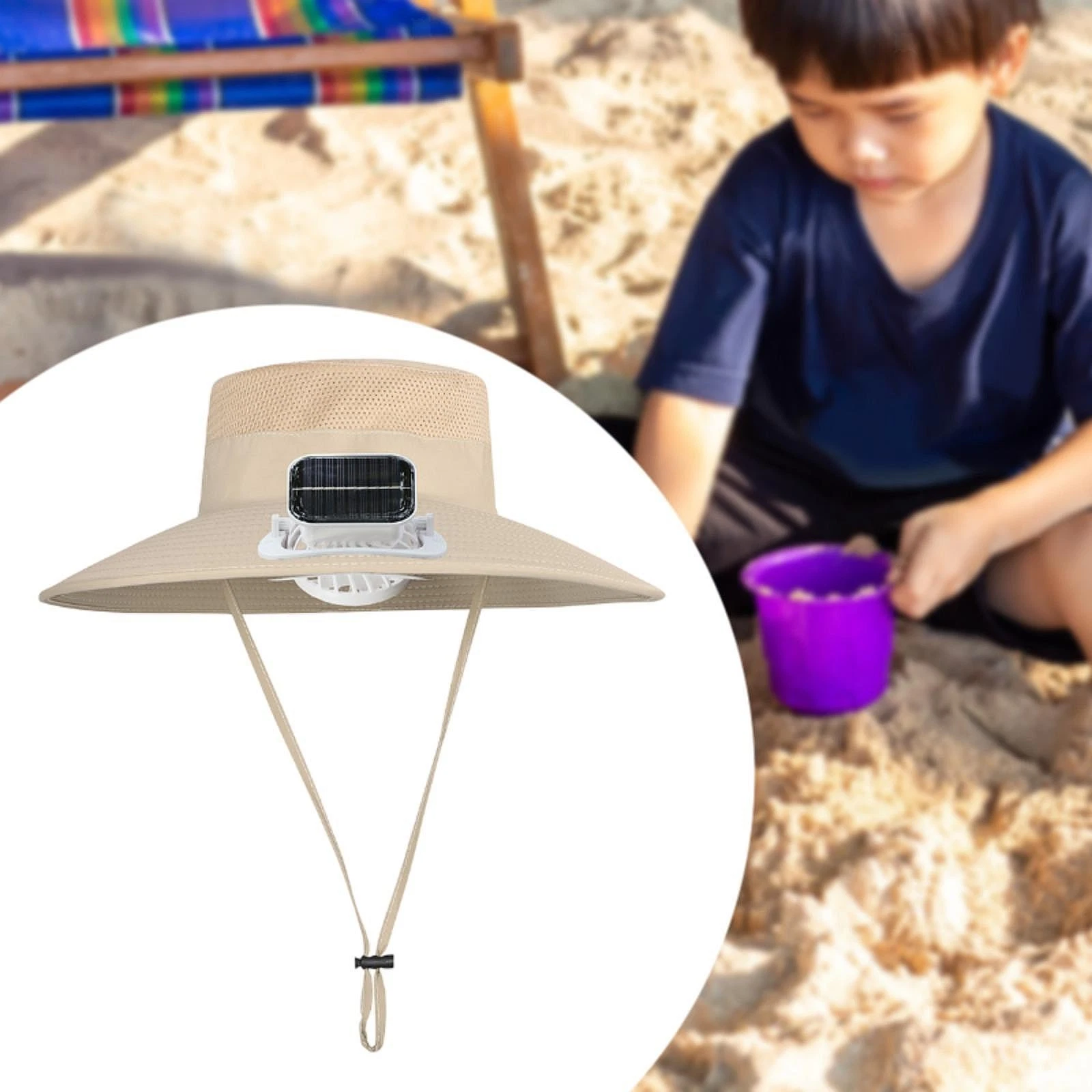 Kids Sun Protection Hat with Solar Fan Summer Travel Hat Multipurpose