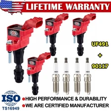 4x High Performance Ignition Coil & Spark Plug For Chevy Cobalt Buick GMC UF491