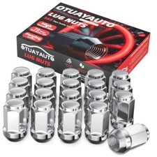 Lug Nuts, 20PCS Chrome Closed End Bulge Acorn, 3/4" 19mm M12x1.5 Silver 20 PCS