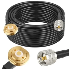 NMO Antenna Mount to UHF PL259 RG58 Cable - 50FT CB Antenna Cable Extension N...