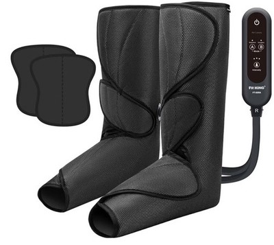 Fit King Air Compression Leg & Foot Massager with Remote Control, Black