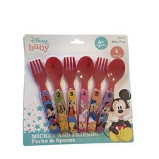 Baby Disney Mickey Mouse Six Piece Fork  Spoon Set