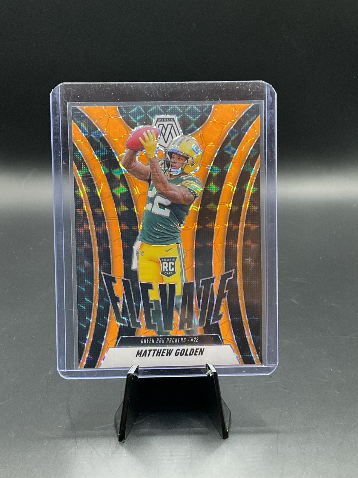 2025 Panini Mosaic - Elevate Matthew Golden #3 Orange Fluorescent Mosaic Prizm  