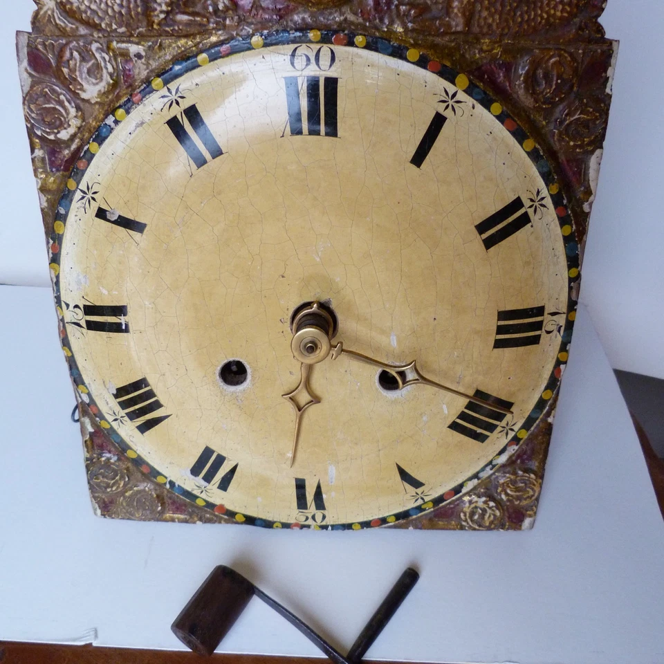 Mécanisme de Pendule Horloge Comtoise Forêt Noire 1831 Bois peint - Photo 4/4