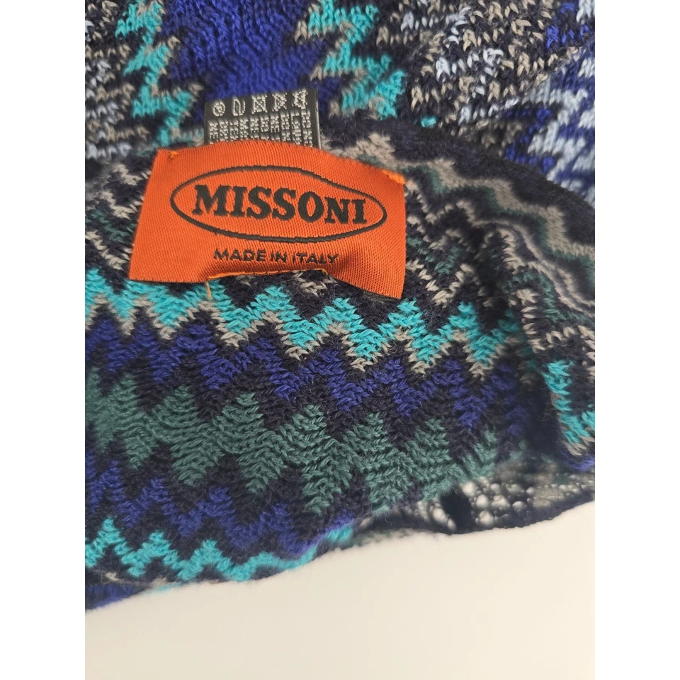 Poncho Missoni Zigzag Mezcla Lana Capa Azul Verde Gris Flecos Italia Mujer OS Foto 4 de 4