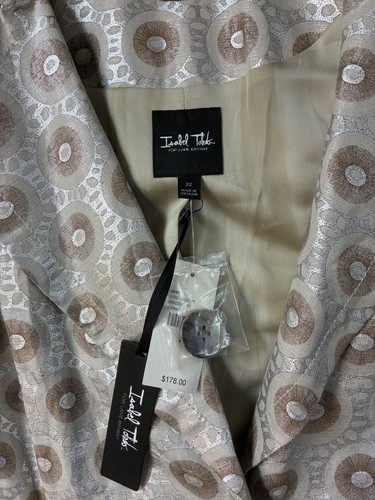 Isabel Toledo Lane Bryant Long Jacket Circles Silver/Beige Size 22 NWT - Picture 2 of 13