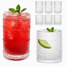 Drinking Glasses Set of 8 Glass Cups 12 & 10 Oz For Water Milk Juice Iced Drinks