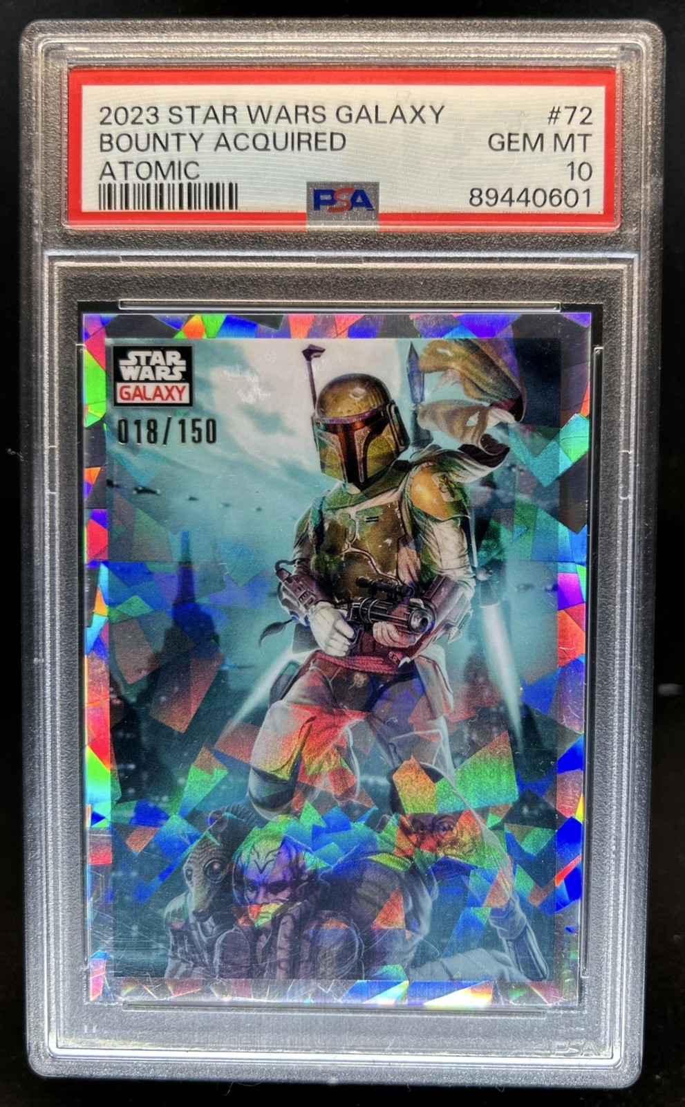 2023 Topps Chrome Star Wars Galaxy Bounty Acquired Atomic Refractor #/150 PSA 10