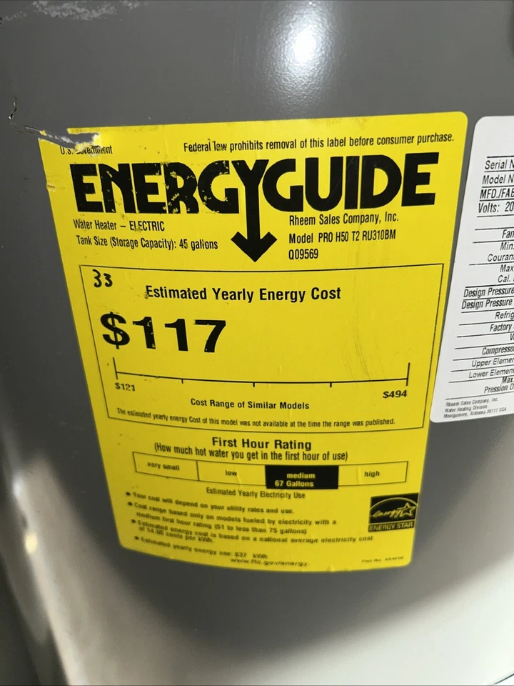 Calentador de agua eléctrico/híbrido de 50 galones con descuento Foto 4 de 4