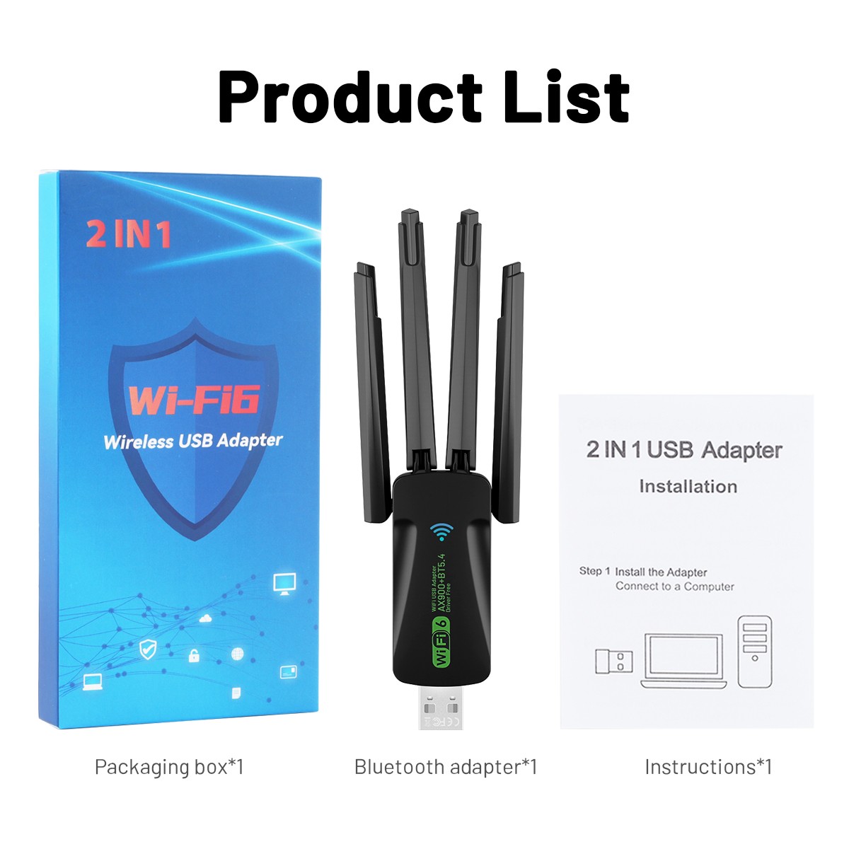 USB Wireless 5.1 Adapter 100M Long Range Wireless Dongle EDR For PC & Desktop