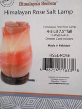 Himalayan Secrets Rose Salt Lamp 7.5" 4-5lb Dimmer 15W Pink Orange Natural