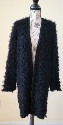 Stefanel Black Textured Open Lightweight Open Jacket Women's Long Sleeve Size M