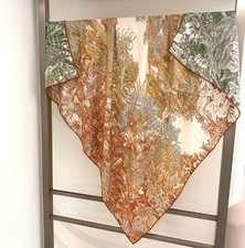 70 Cashmere 30 Silk Neckerchief Shawl 53'' rainforest Print Bandana Scarf Wrap