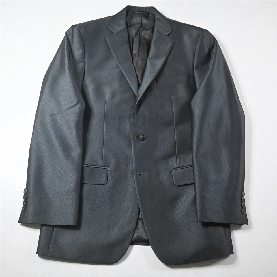 Calvin Klein 36R 32x30 Gris Plateado Espiga Hombres Chaqueta Pantalones Traje Foto 2 de 4