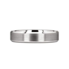 Petersburg Brushed Center White Tungsten Ring With Beveled Edges