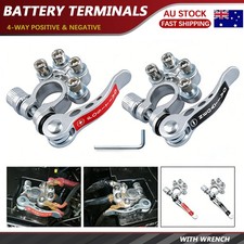 12V 4-Way Battery Terminal Connectors Clamp Car Marine Caravan Quick Release x2