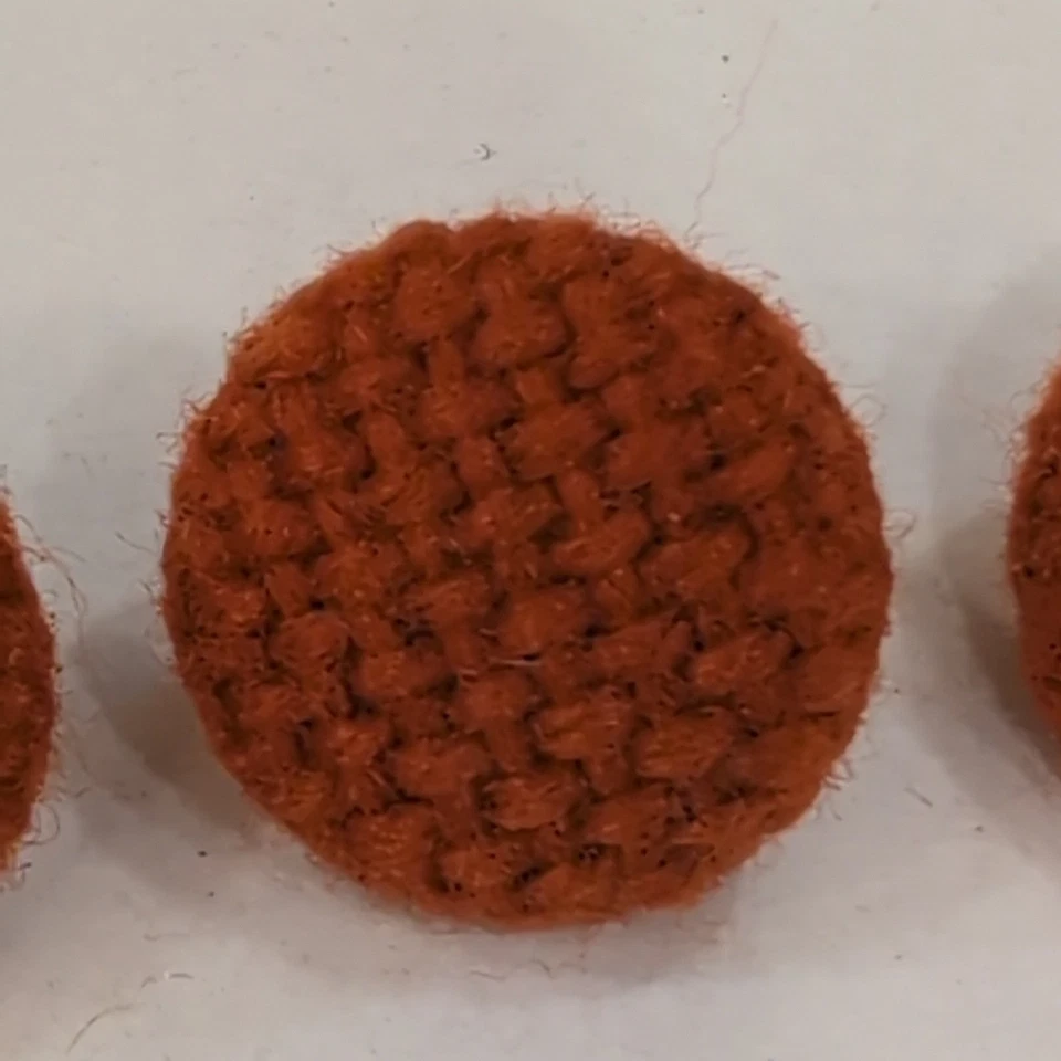 Set of 4 VTG Round Rustic Orange Textured Fabric Covered Buttons Craft Sewing - Image 2 of 3