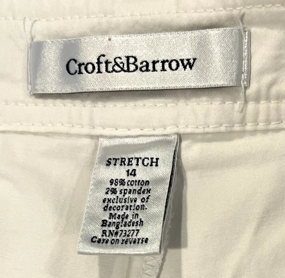 Croft & Barrow Mujer Skort Talla 14 Blanco Bordado 5 Bolsillos Elástico Boho Foto 3 de 4