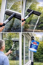 Telescopic Window Cleaner Squeegee Wiper Glass Sponge Head Extendable