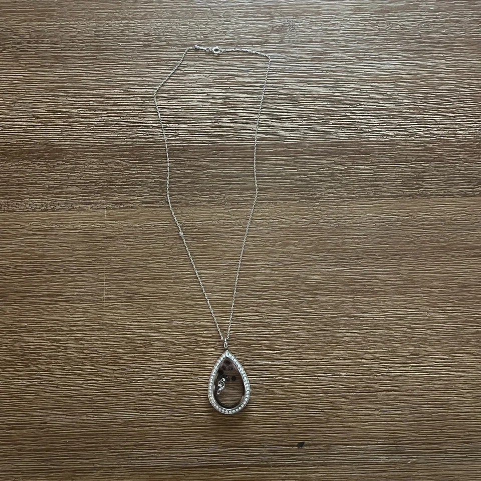 Origami 猫头鹰漂浮小饰品记忆吊坠项链音乐音符水钻 + 链条 — 第 2/3 张图片