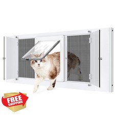 Yoochee 2-in-1 Window Cat Door White 32''-36'' Fit