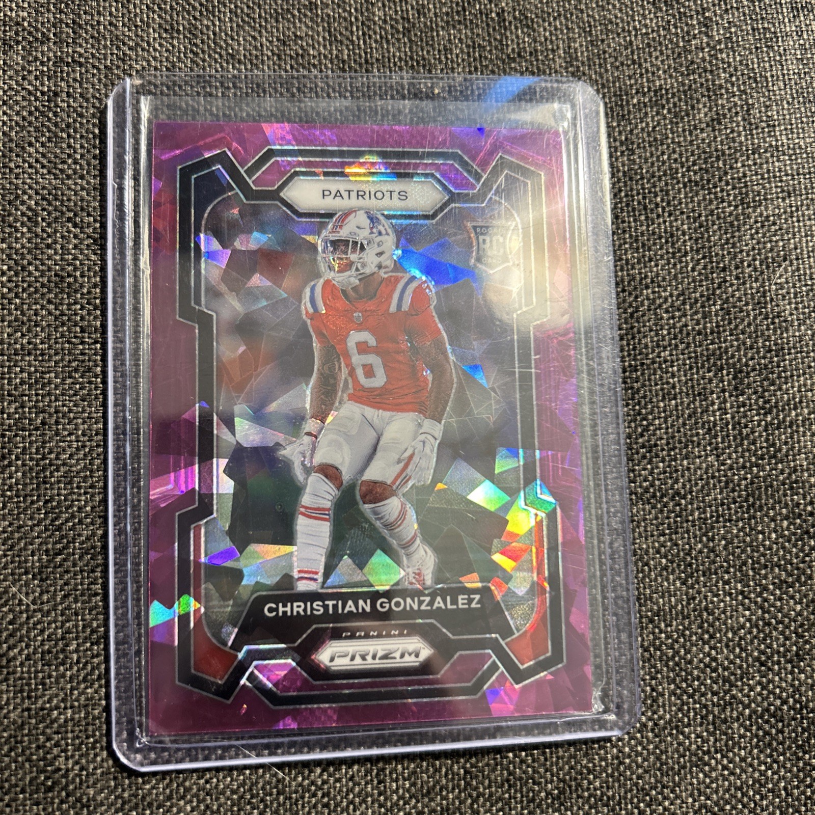 CHRISTIAN GONZALEZ 2023 Panini Prizm #369 Purple Ice Rookie /225 Patriots RC SP