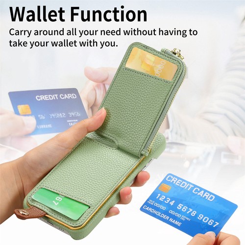 For iPhone 16 15 14 13 12 11 Plus Pro Max Flip Zipper Card Wallet Case With Ring - Picture 17 of 91