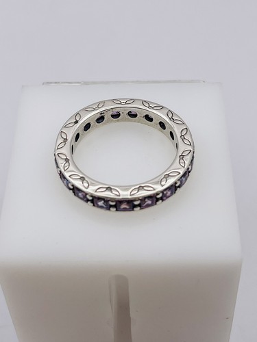 PANDORA 925 Infinity Fancy Purple CZ Stackable Ring 190894CFP SIZE 7.5 BEAUTIFUL - Picture 4 of 6