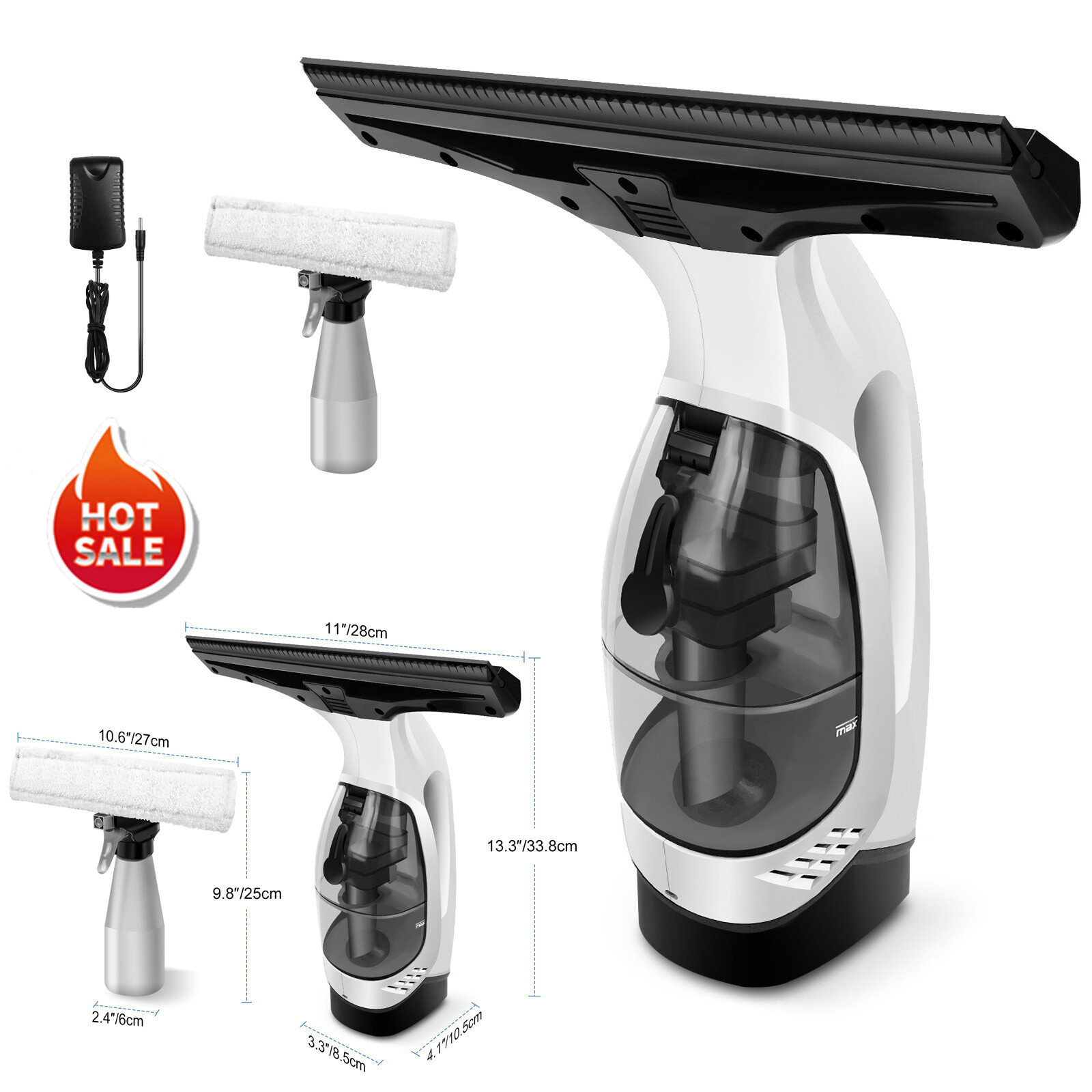 Rechargeable Window Vac, Power Window Vacuum Cleaner Set Squeegee