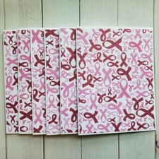 Breast Cancer Awareness Ribbon Note Cards- Set Of 6 With Envelopes