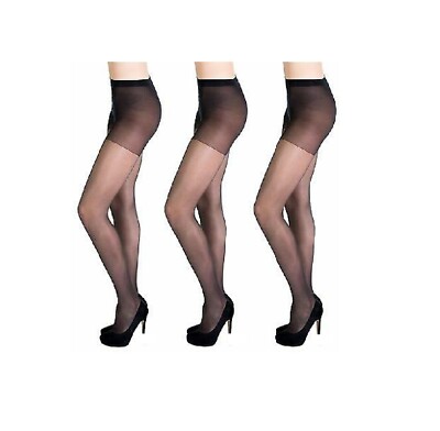 3 PAAR klassische transparente Damen-Alltagsstrumpfhosen 15 DEN glatter Strick MEDIUM - 3XL