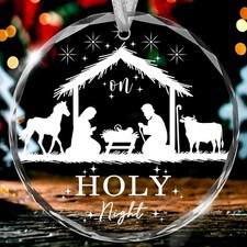 Christmas Ornaments 2024,Nativity Scene Oh Holy Night Religious Decorative Ha...