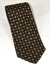 NEW David Cenci x Michael Drake's Navy w/Brown &Beige Foulard Silk Tie 3.65 x 57
