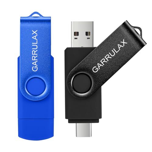USB Flash Drive 2 in 1 OTG Type C USB 2.0 Rotatable Memory 16GB Black+Blue-image