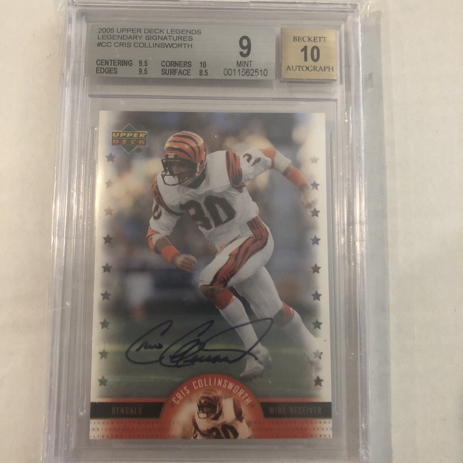 Cris Collinsworth Autographed Signed 2005 UD Legends Legendary s #LS-CC Beckett 9 Auto 10 