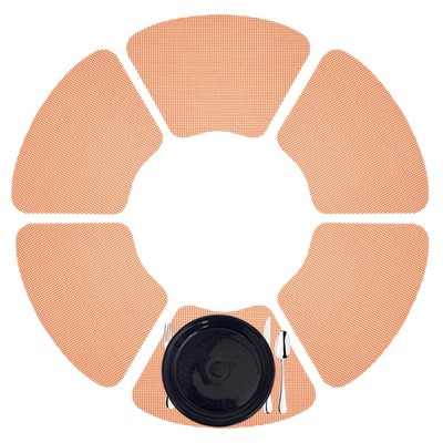 Fishnet Wedge Placemat for Round Table, Spice Orange, Set of 6, Small