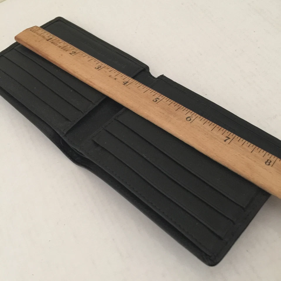 Perry Ellis Portfolio Genuine Leather bifold Wallet black Folded Dimensions 4.5" - Image 4 of 4