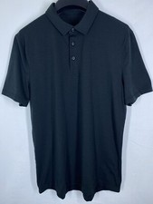 Lululemon Evolution Shirt Mens Small Black Performance Button Short Sleeve Polo
